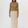 Women Rowie The Label Bottoms | Robbie Silk Velvet Maxi Skirt/Silver Birch