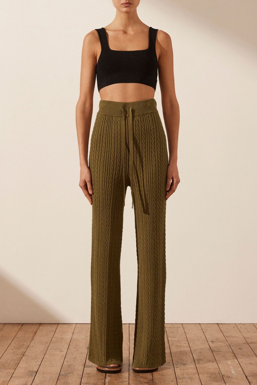 Women Shona Joy Bottoms | Fenouil Cable Drawstring Pant/Cumin