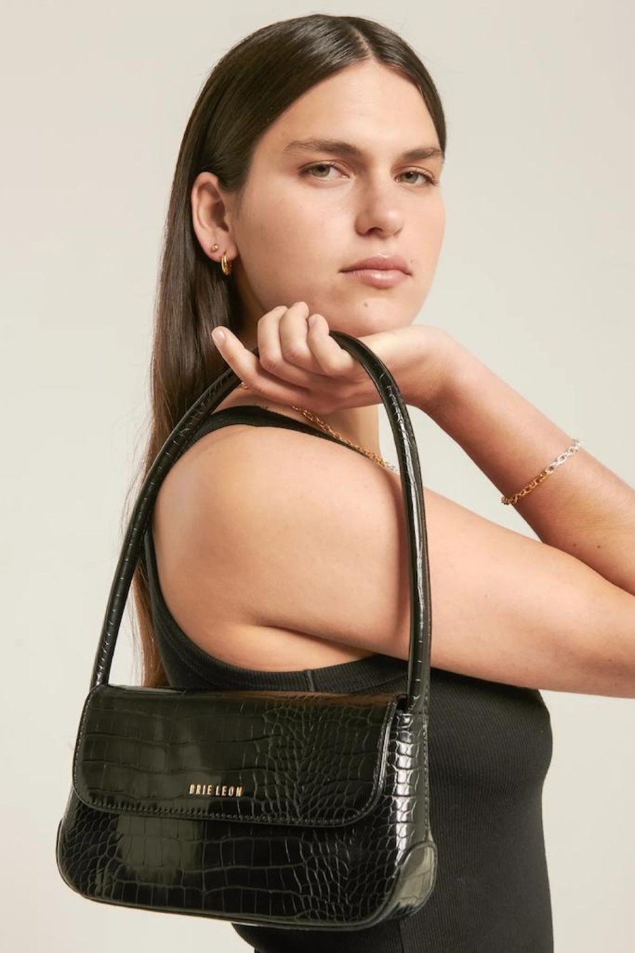 Women Brie Leon Bags | Mini Camille Bag/Black Brushed Recycled Croc