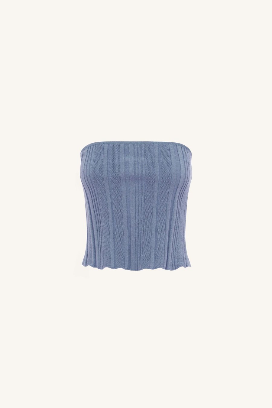 Women Rowie The Label Tops | Jojo Knit Bandeau/Silver Blue