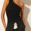 Women Kivari The Label Tops | Tallulah One Shoulder Tank/Black