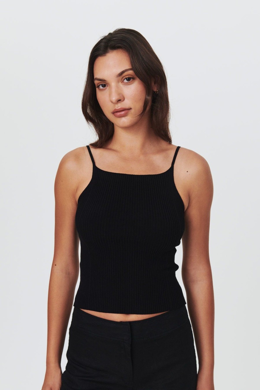 Women Rowie The Label Tops | Liat Knit Singlet/Noir