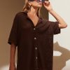 Women Arcaa Movement Tops | Ezra Shirt/Chocolate