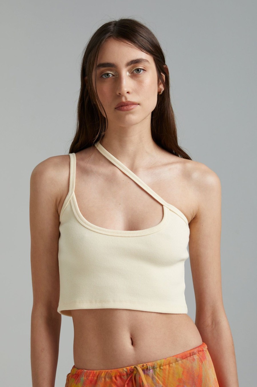 Women Summi Summi Tops | One Shoulder Cross Over Top/Vanilla Sky