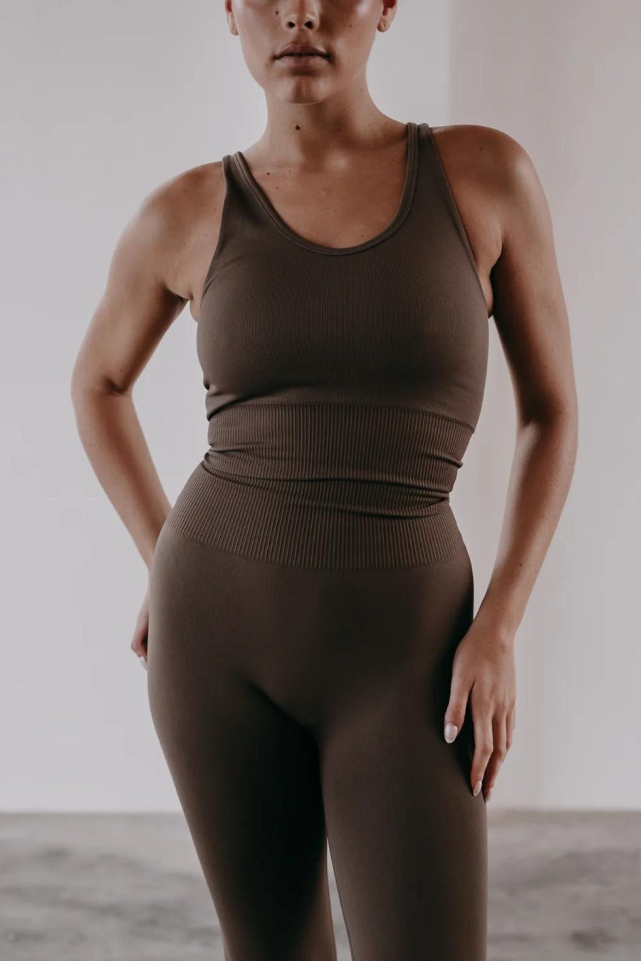 Women La Hana Active Activewear | Solara Tank/Mocha Brown