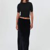 Women Rowie The Label Bottoms | Robbie Silk Velvet Maxi Skirt/Noir