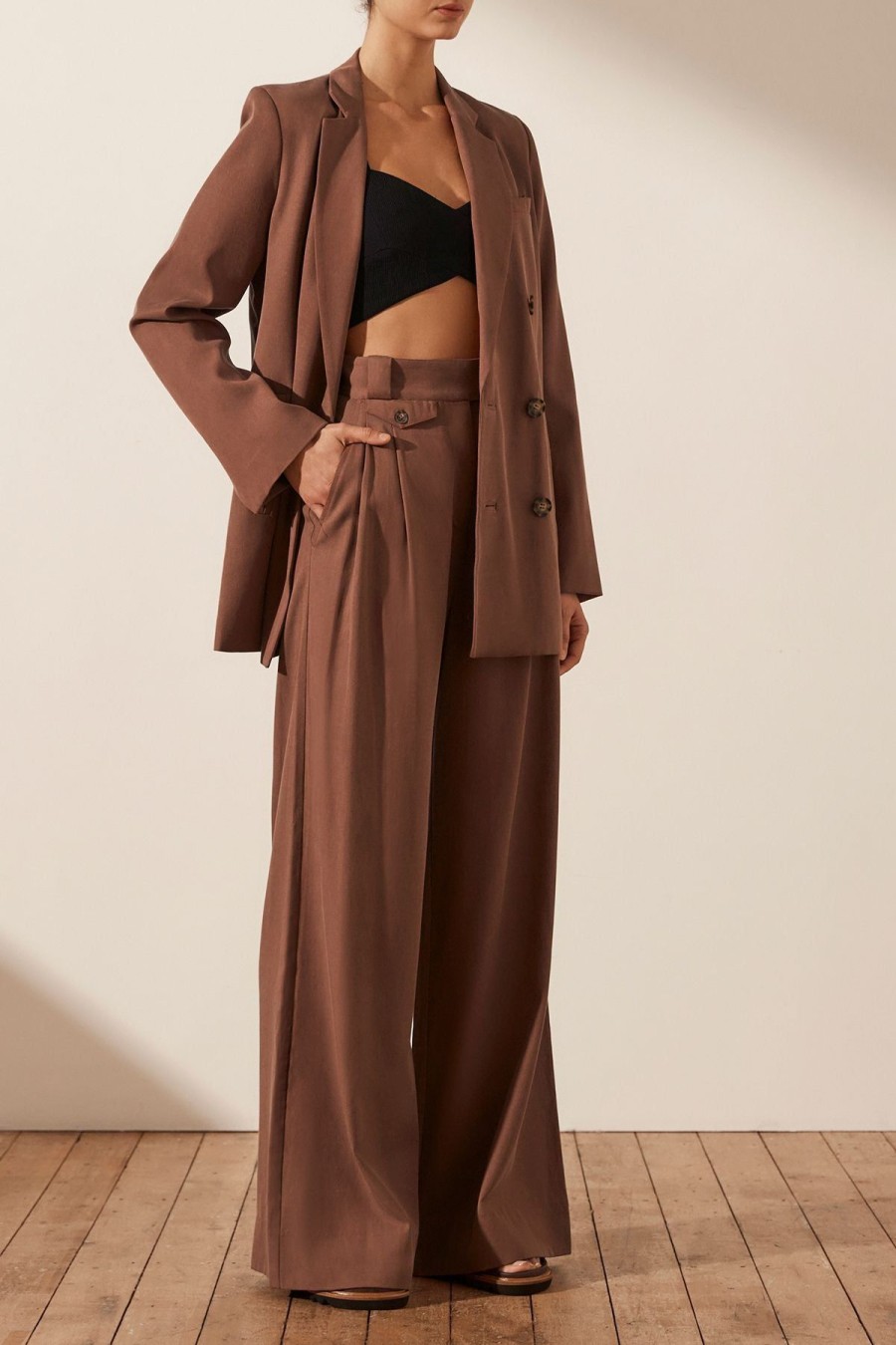 Women Shona Joy Blazers & Knits & Jackets & Robes | Sara Double Breasted Blazer/Chestnut