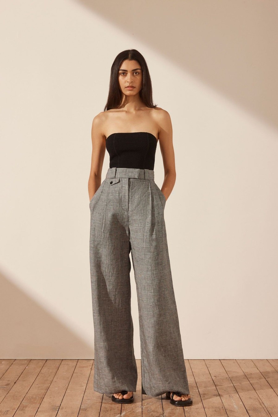 Women Shona Joy Bottoms | Birilla Tailored Wide Leg Pant/Ash