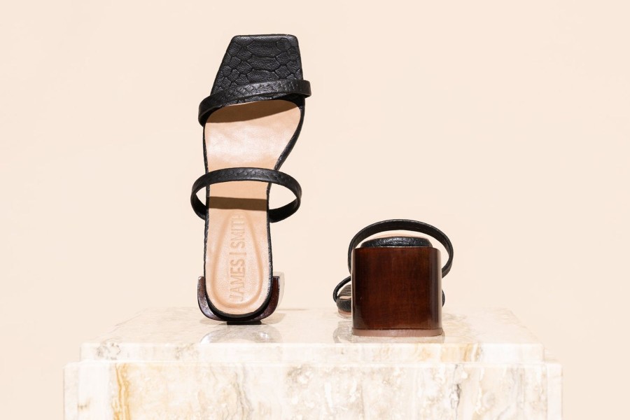 Women James Smith Slides | Sirenuse Strap Sandal/Black Croc