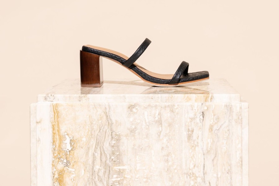 Women James Smith Slides | Sirenuse Strap Sandal/Black Croc