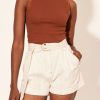 Women Kivari The Label Tops | Tallulah High Neck Crop Tank/Coffee