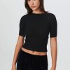 Women Rowie The Label Tops | Stanley Lurex Knit Tee/Silver Noir