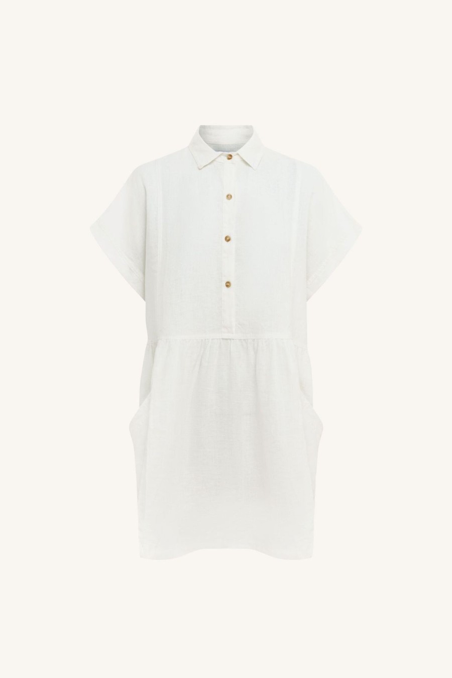 Women Rowie The Label Dresses | Gina Linen Mini Dress/Bone