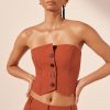 Women Shona Joy Tops | Irena Button Up Bodice/Brick Orange