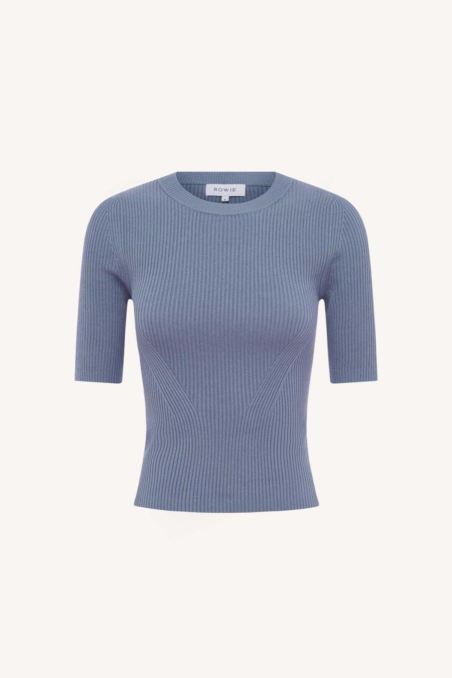 Women Rowie The Label Tops | Stanley Lurex Knit Tee/Silver Blue