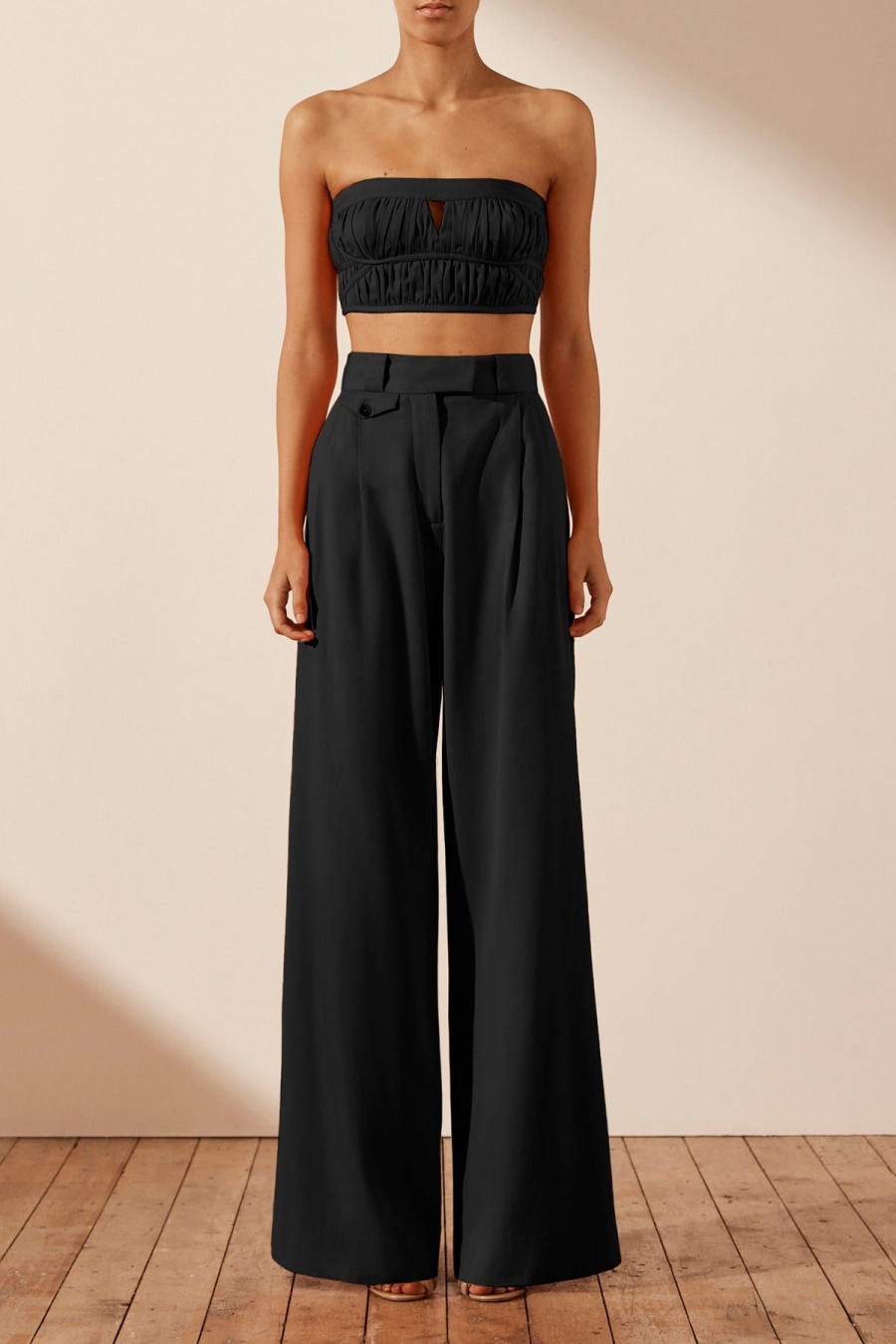 Women Shona Joy Bottoms | Sara Tailored Wide Leg Pant/Black